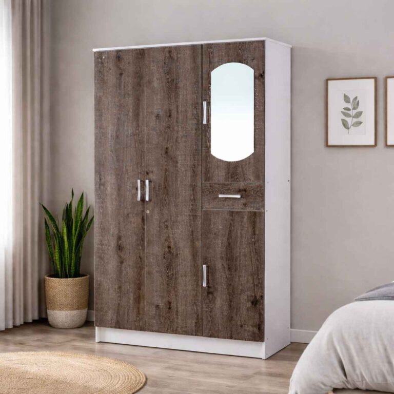 3 Door Wardrobe with Mirror – Black Oak - MW109F