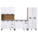 3 Piece Kitchen Set - UK Oak + Snow White