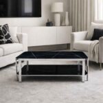 Coffee Table Glass Diamond Pattern - Black - Image 2