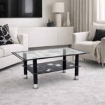 Coffee Table Glass Square Pattern - Black - Image 2