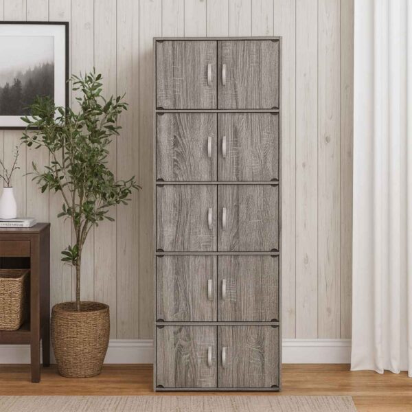 10 Door Cabinet - Grey Oak - MW55M