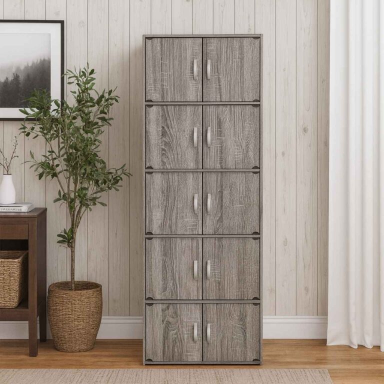 10 Door Cabinet - Grey Oak - MW55M