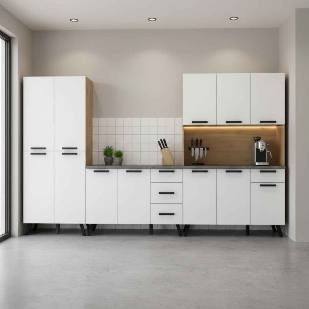 3 Piece Kitchen Set - UK Oak + Snow White