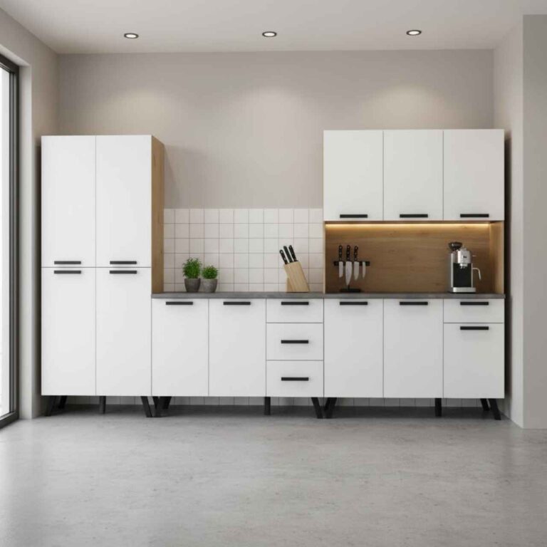 3 Piece Kitchen Set - UK Oak + Snow White