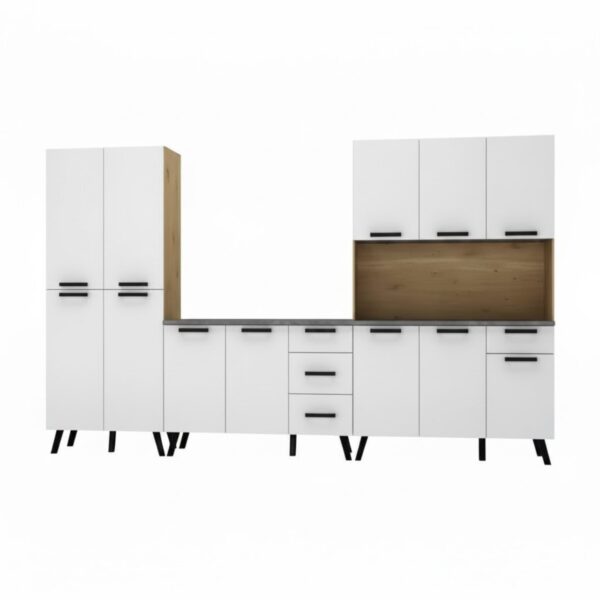 3 Piece Kitchen Set - UK Oak + Snow White