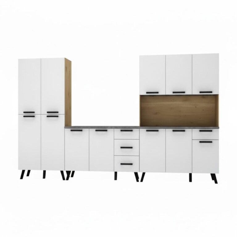 3 Piece Kitchen Set - UK Oak + Snow White