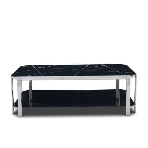 Coffee Table Glass Diamond Pattern - Black