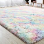 Rainbow Fluffy Rug - Multiple Sizes - Image 2