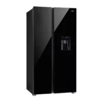 Defy - 496Lt Black Glass Side by Side WD Fridge - DFF456