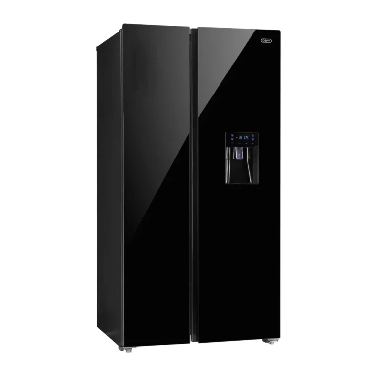Defy - 496Lt Black Glass Side by Side WD Fridge - DFF456
