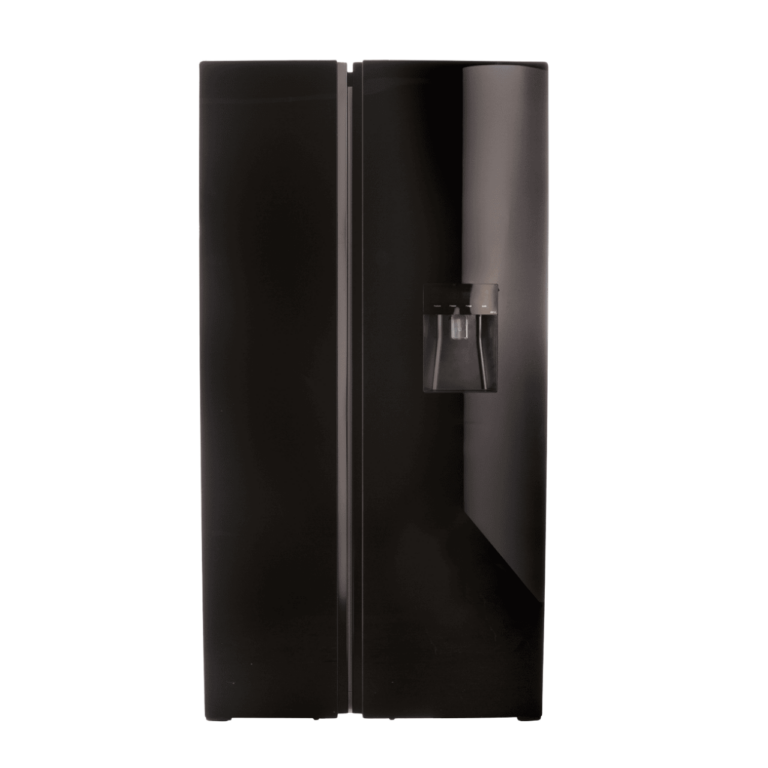 Defy - 496Lt Black Glass Side by Side WD Fridge - DFF456