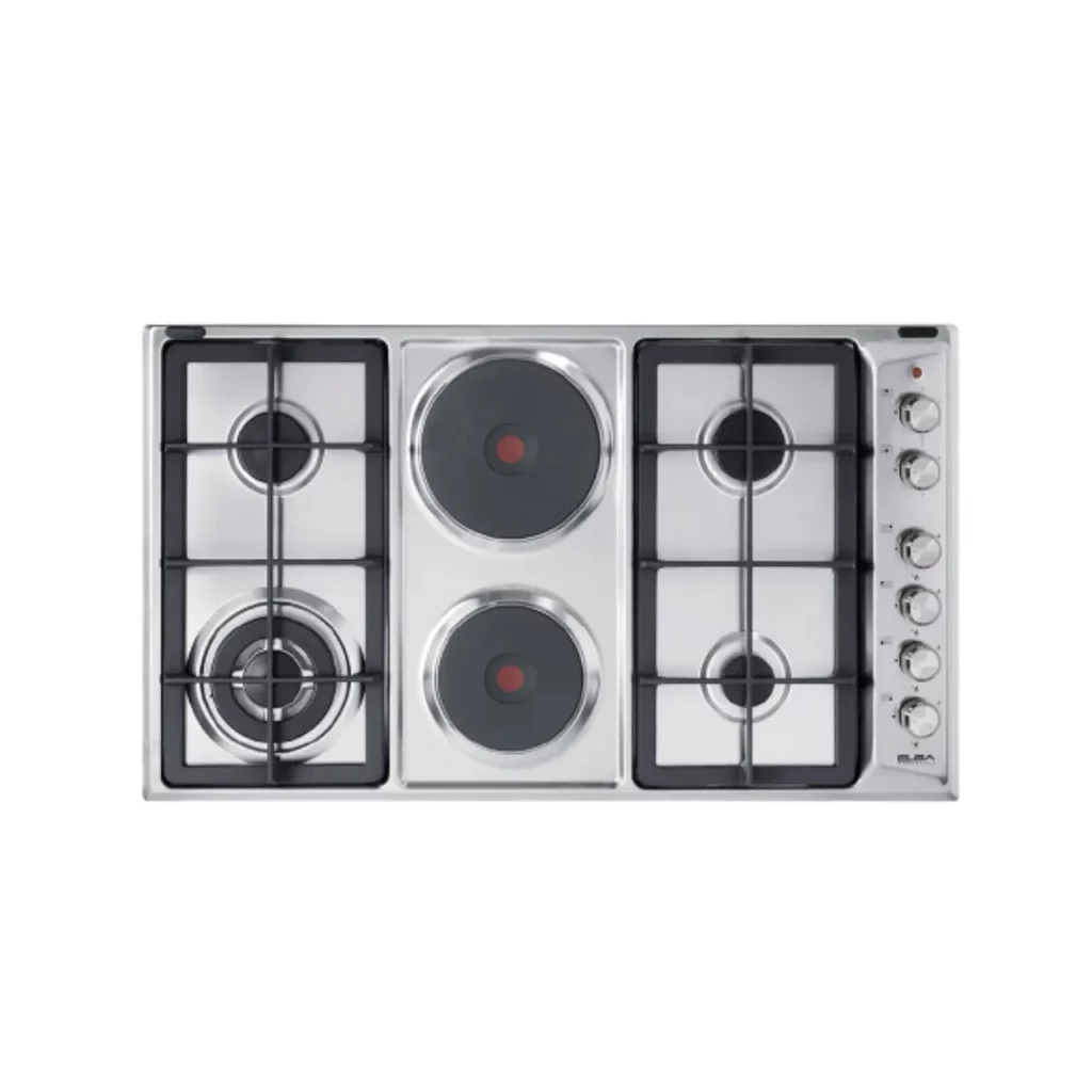 Elba 90cm Classic Stainless Steel Hob 4 Gas & 2 Electric Plate Hob – EE95-420XD