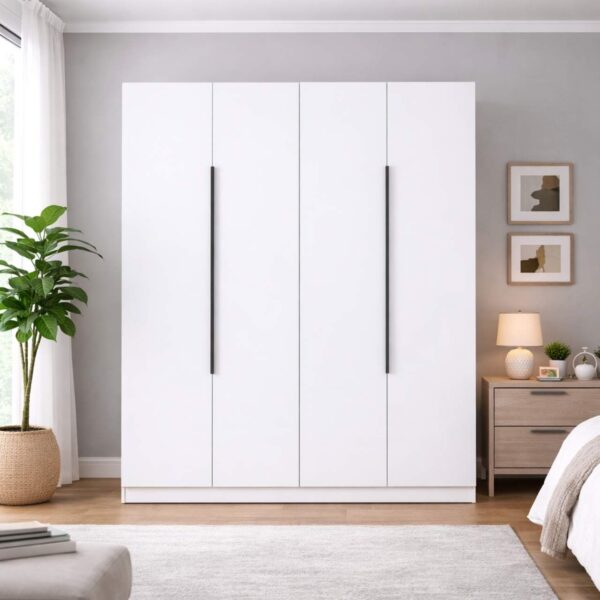 4 Door High Gloss Wardrobe - MW4GA WHITE
