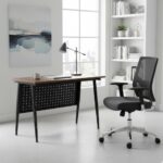 Office Desk - Walnut Top With Black Legs - Image 2