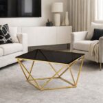 Abstract Gold And Black Coffee Table - Image 2
