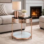 Rose Gold Round Glass Side Table - Image 2