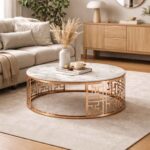 Round White And Gold Coffee Table - Image 2