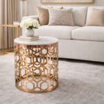 Abstract Round Gold And White Coffee Table - Image 2