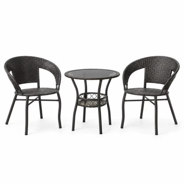 3-Piece Patio Bistro Set – Dark Brown, MWOUT3