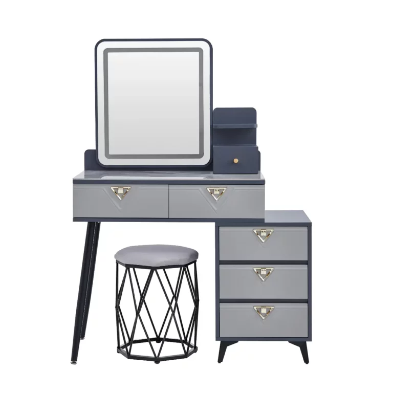 Grey And White Dressing Table with Stool And Lights