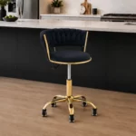 Stylish Gold Frame Bar Chair With Wheels - Available in 3 Colours