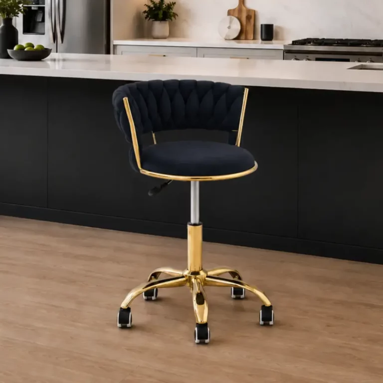Stylish Gold Frame Bar Chair With Wheels - Available in 3 Colours
