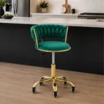 Stylish Gold Frame Bar Chair With Wheels - Available in 3 Colours - Image 4