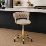 Stylish Gold Frame Bar Chair With Wheels - Available in 3 Colours