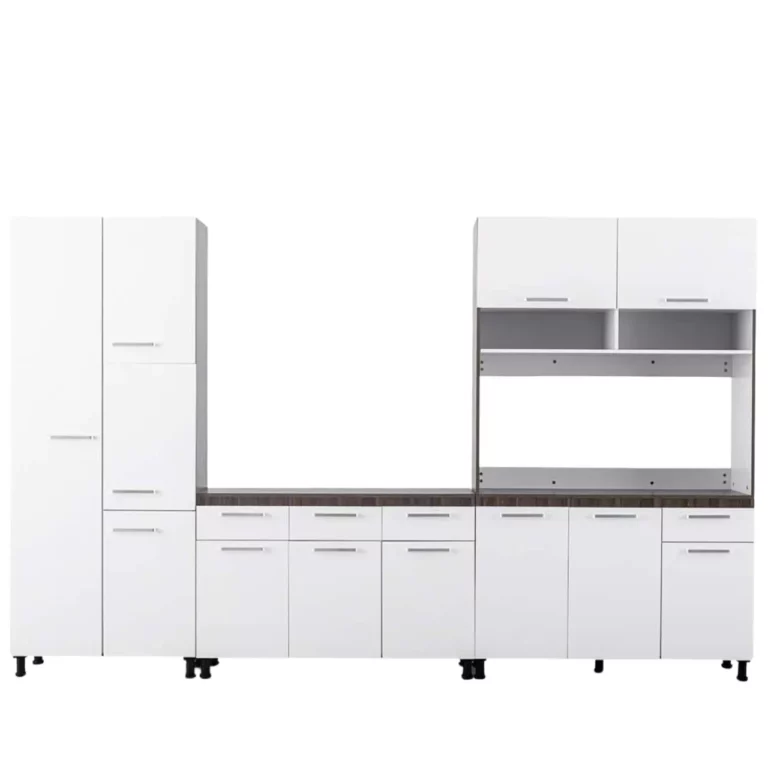 Modern 3 Piece Kitchen Set - White + Dark Oak