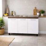 3 Door Base With Sink - White + Dark Oak - Image 2