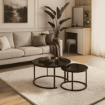 2-Piece Round Black Coffee Table Set - Image 2