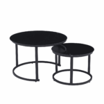 2-Piece Round Black Coffee Table Set