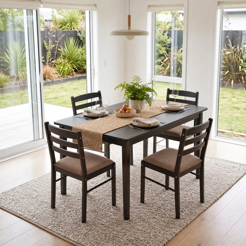 Modern Chocolate Dining Set 1+4