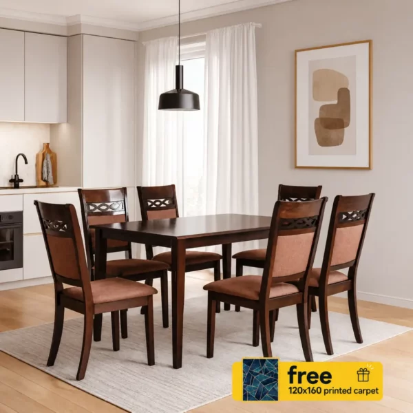 Modern Chocolate Dining Set 1+6