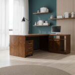 Executive Walnut Office Desk 1.8m With Credenza