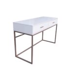 Modern White Table with Bronze Frame and Dual Drawers - MW232 - Image 2
