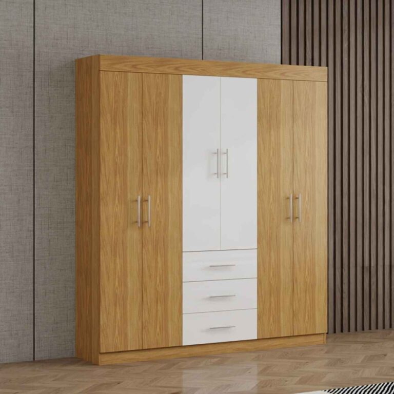 Modern 6 Door Wardrobe – Available in 2 Colours