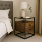Glass Top Bed Cabinet - Available in 2 Colours - Image 6