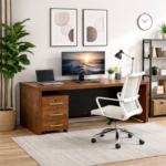 Walnut Office Desk 1.6m - Image 4