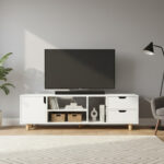 Modern TV Stand - White - Image 2