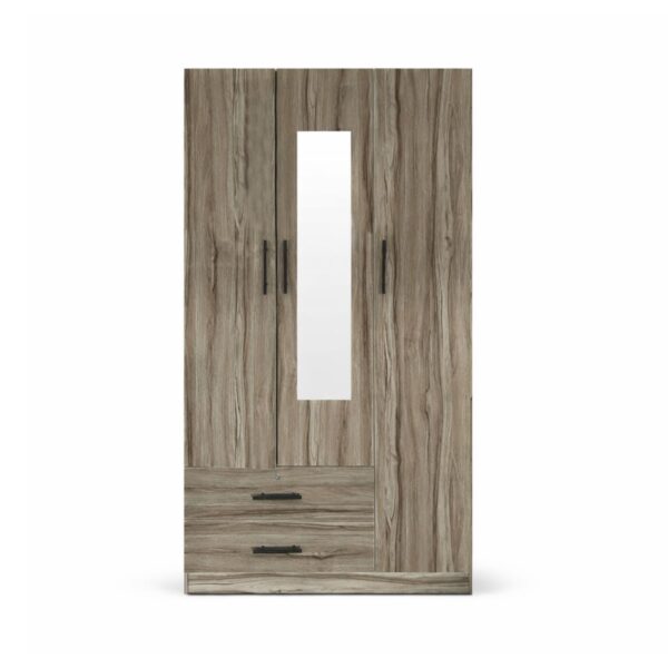 Grey Wood 3 Door Wardrobe