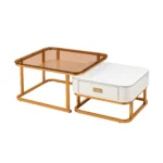 2-Piece Square Coffee Table Set with Glass Top, MWCT2PSQ
