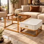 2-Piece Square Coffee Table Set with Glass Top, MWCT2PSQ