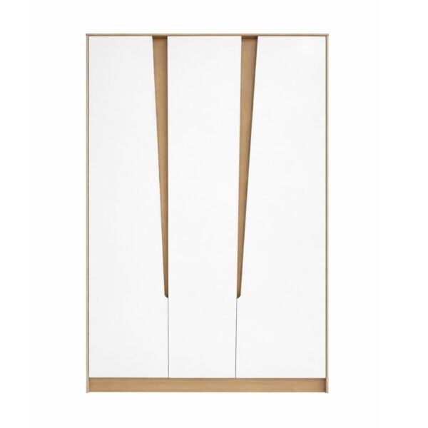 Modern 3 Door Wardrobe - Oak Ash and Snow White
