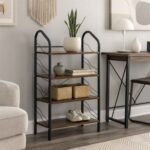 Industrial-Style Metal and Wood Shelf Stand