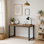 Industrial Wooden Desk with Metal Legs – Walnut + Black Finish