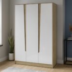 Modern 3 Door Wardrobe - Oak Ash and Snow White
