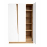 Modern 3 Door Wardrobe - Oak Ash and Snow White - Image 3