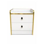 Modern White Nightstand With Gold Accents