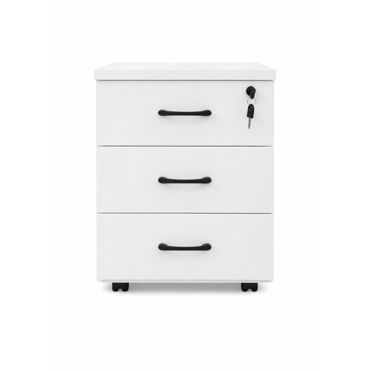 MW343B Modern 3 Drawer Chest - White + Walnut - Image 1